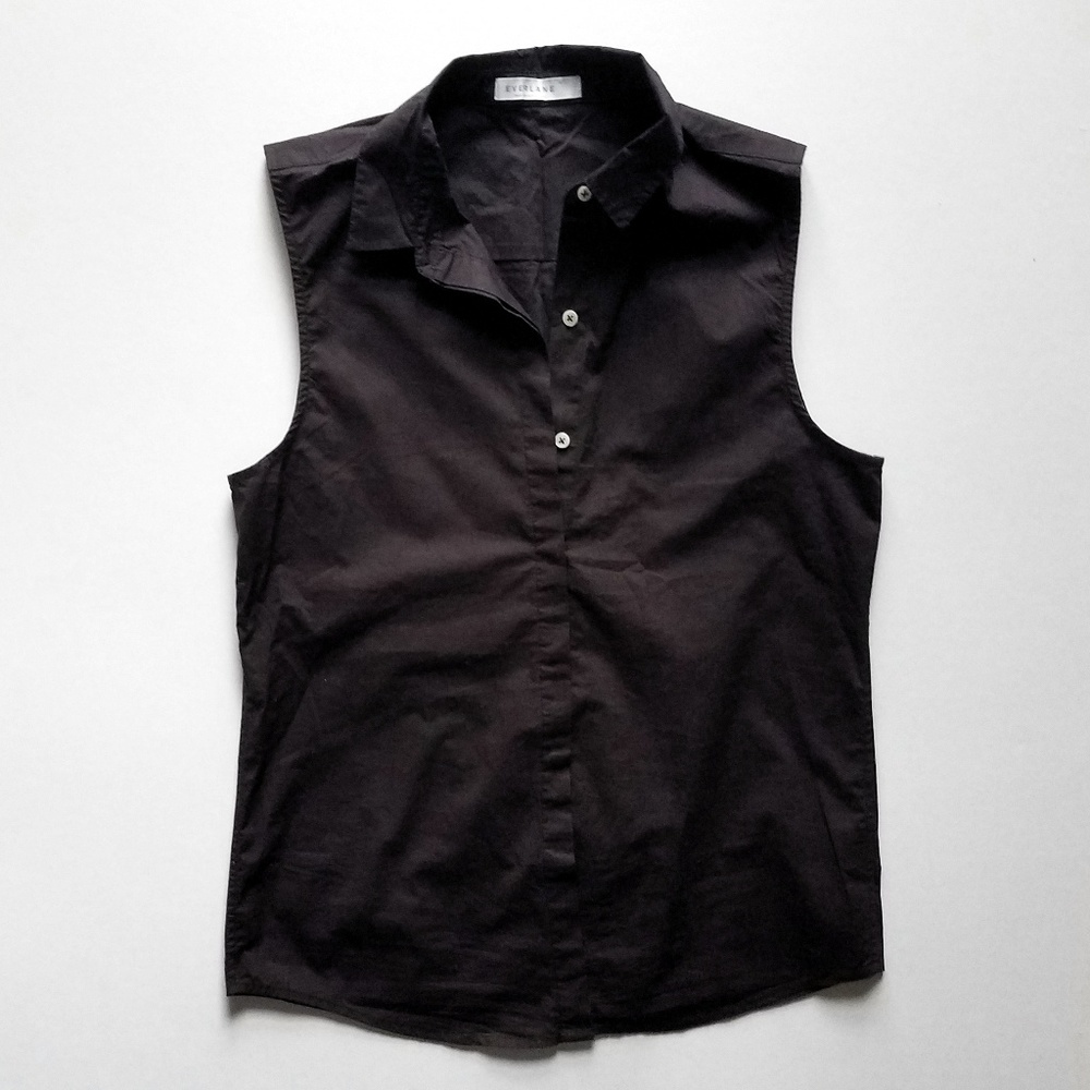 Everlane Poplin Black Sleeveless Top